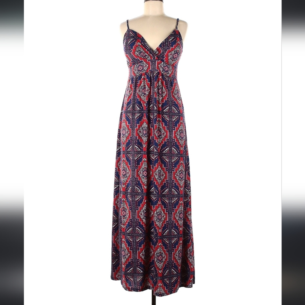 Red and Blue Maxi Dress